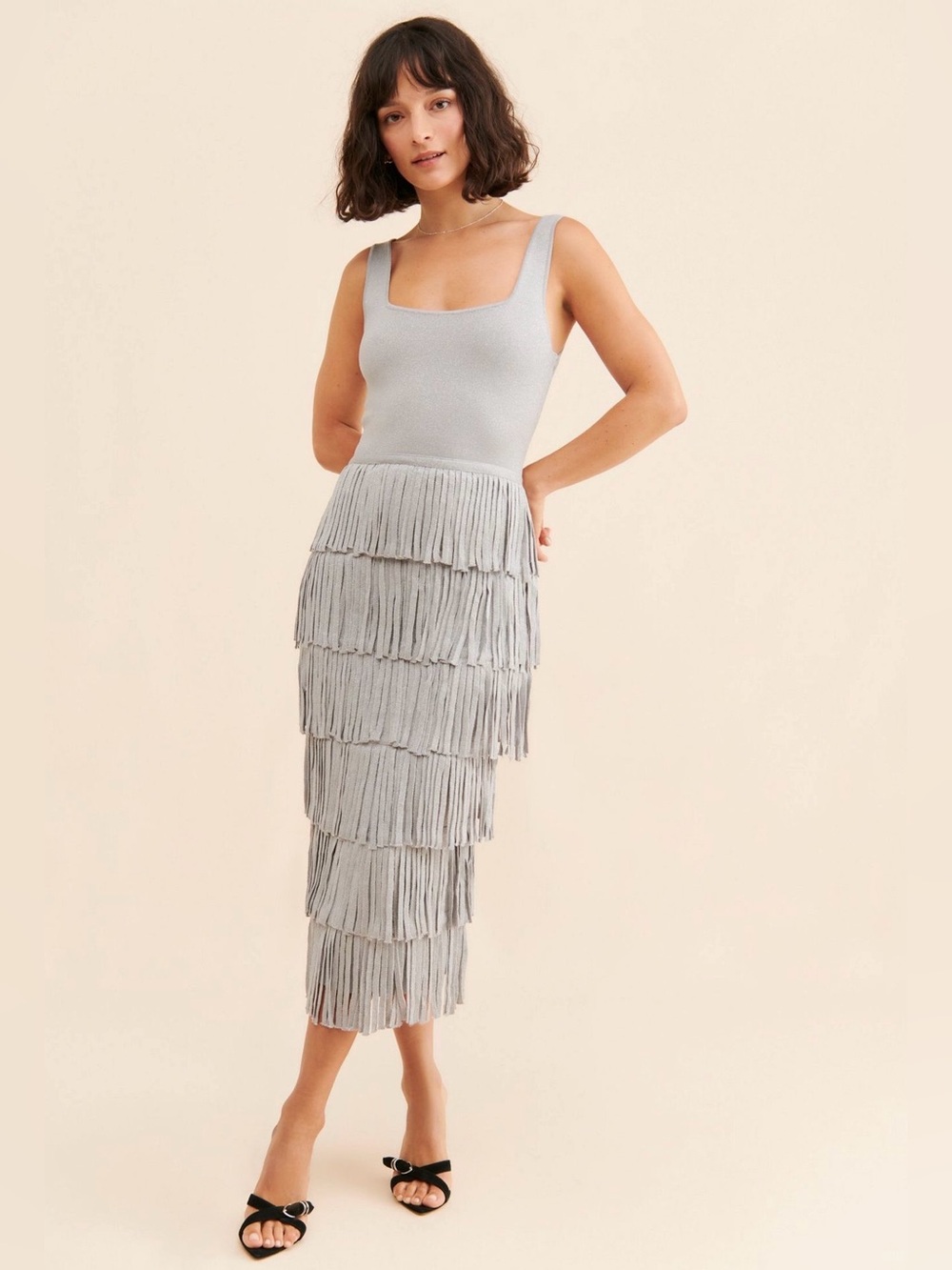 Endless Rose Edgar Fringe Knit Dress, size M